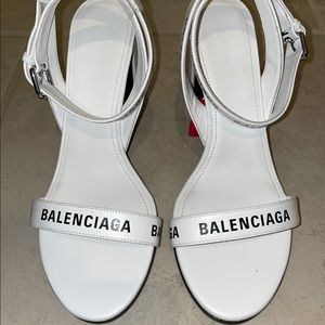 Balenciaga Block heel logo print sandals